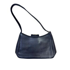 Vintage Liz Claiborne Navy Blue Faux Leather Mini Shoulder Bag